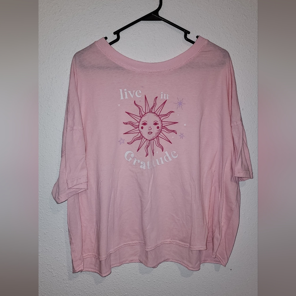 Pink Graphic Tee with Sun Design